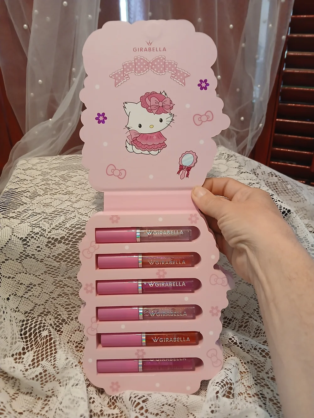GIRABELLA Lip Gloss Set OF 6 with Cute Kitty Graphic